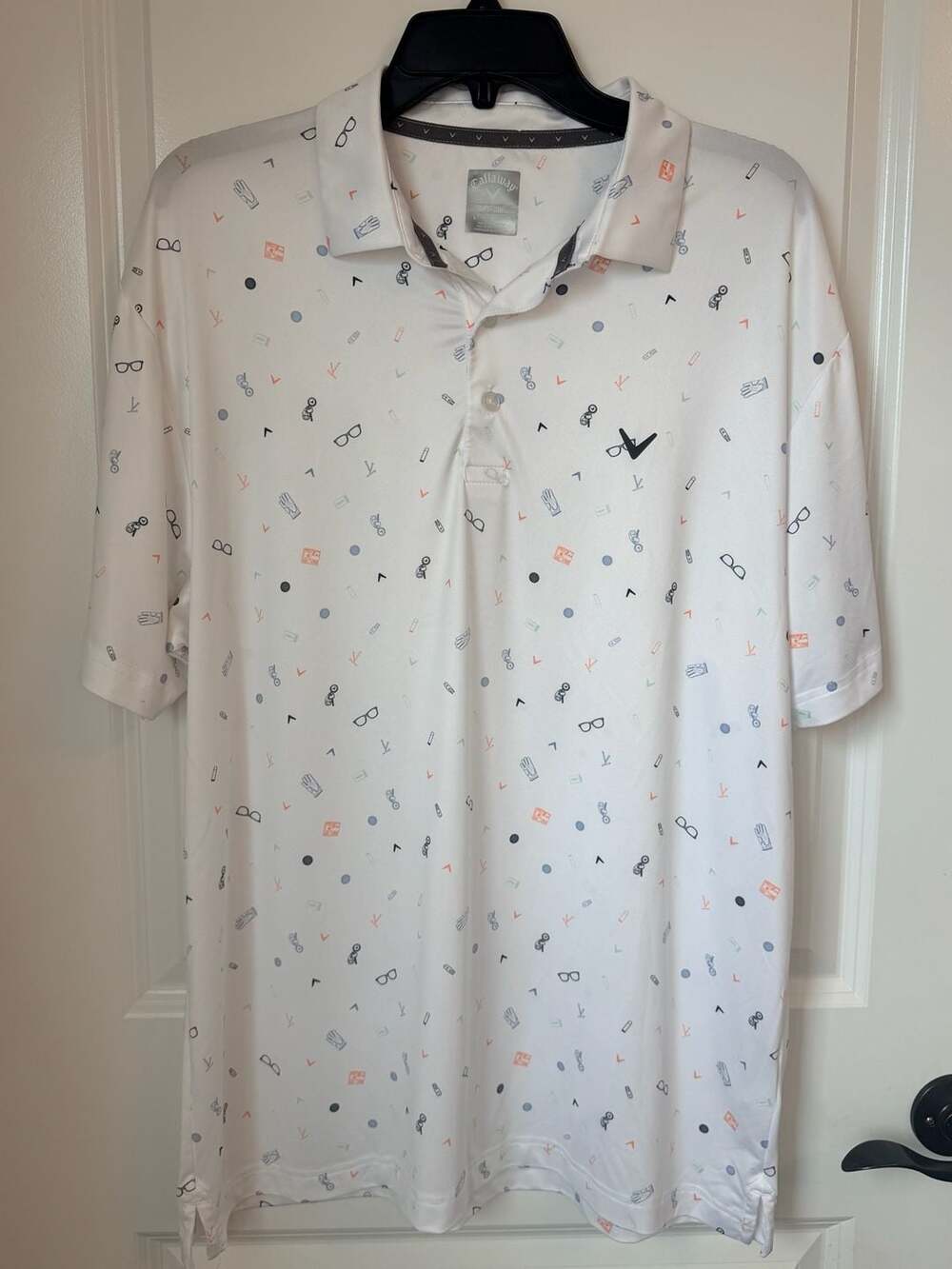 Callaway Men's Large Opti-Dri Golf Bag Essentials All-Over Print Polo Shirt